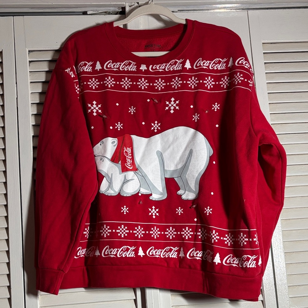 Coca-Cola Red Sweatshirt with Polar Bear , light ups and Snowflakes